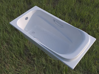 Modern White Rectangular Bathtub With Smooth Acrylic Surface And Ergonomic Design Features 3d model