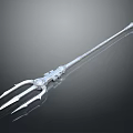 Detailed Silver Trident Weapon Featuring Decorative Handle And Sharp Metal Prongs 3d model