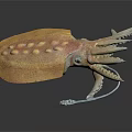 Aquatic Animal 3D Model With Orange Red Spotted Body And Long Tentacles