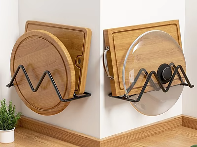 Wall Mounted Wooden Bathroom Cabinet Rack With Metal Storage Holder Organizer 3d model