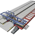 Container Port Logistics Scene With Gantry Cranes Cargo Ship And Stacked Containers