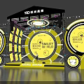 Smiley World Stage Design With Yellow Black Elements And Lighting Effects 3d model