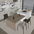 Dining Table and Chair Dining Table Dining Chair Dining Table and Chair Painting Vase Ornaments 3d model