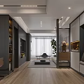 Modern Living and Dining Room Interior Design With Open Layout Wooden Flooring Artwork and Plant