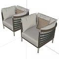 Stylish Woven Lounge Chair With Soft Cushions And Neutral Tones Design