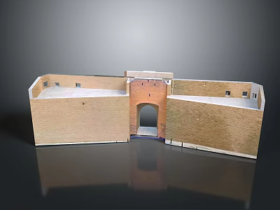 Detailed Historical Architectural Model With Brick Walls Archway And Symmetrical Structure 3d model