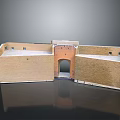 Detailed Historical Architectural Model With Brick Walls Archway And Symmetrical Structure
