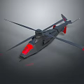 Sleek Gray Helicopter With Red Cockpit And Black Rotor Blades Design