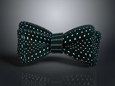Stylish Dark Green Bow Tie With White Polka Dots For Fashionable Outfits 3d model