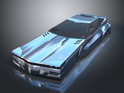 Futuristic Silver Concept Car With Sleek Body And Shiny Surface Design 3d model