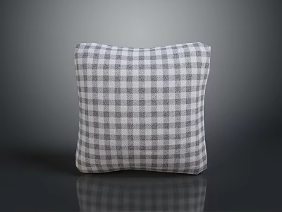 Classic Checkered Linen Pillow With Modern Grid Pattern And Soft Texture 3d model