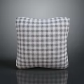Classic Checkered Linen Pillow With Modern Grid Pattern And Soft Texture 3d model