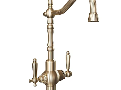Ornate Gold Vintage Faucet With Decorative Details And Classic Design Elements 3d model