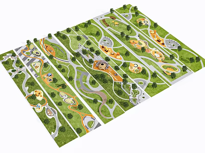 Pocket Park Modern Park Linear Park 3d model