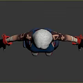 White Haired Female Character In Blue Crop Top Cargo Pants Red Shoes And Arm Tattoos