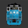 Maersk Sealand Train Locomotive With Blue And White Exterior And Black Top Design