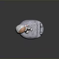 Astronaut Game Character In White Spacesuit With Copper Helmet Lifted Foot On Moon Base
