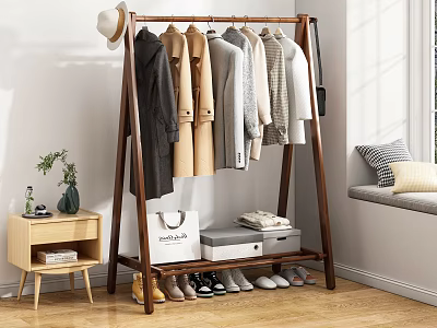 Modern Clothes Hanger Hats Shoes Pillow Paper Bag Storage Box Green Plant Book Combination 3d model