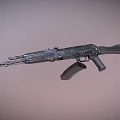 Black Rifle With Long Barrel Gun Stock Magazine On Light Brown Background