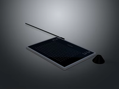 Modern Tablet Computer With Stylus Pen And Dotted Grid Display Stand 3d model