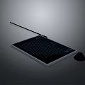 Modern Tablet Computer With Stylus Pen And Dotted Grid Display Stand 3d model