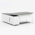 Modern Office Desk With White Cabinet Gray Tabletop And Functional Drawer Design 3d model