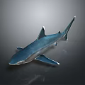 Handcrafted Shark Sculpture Carving With Detailed Polished Metallic Blue Gray Finish