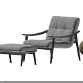 Modern Gray Tufted Sofa Stool With Comfortable Padded Seat And Black Metal Legs
