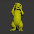 Cute Brown Beaver 3D Model Standing With Hands On Face And Surprised Expression