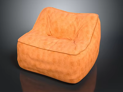 Orange Plush Bean Bag Chair Soft Texture Cozy Living Room Seating Furniture 3d model