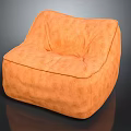 Orange Plush Bean Bag Chair Soft Texture Cozy Living Room Seating Furniture
