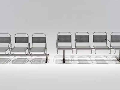 Modern Metal Public Chairs With Backrest And Armrests In Public Space 3d model