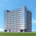 Modern Multi Story Industrial Factory Building With Glass Curtain Wall And Green Lawn