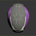 Stylish Sleek Modern Purple And White Metallic Helmet With Futuristic Design