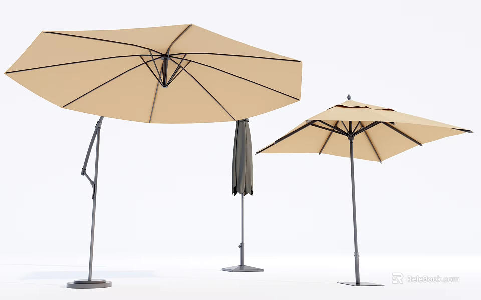 Outdoor Patio Umbrellas with Adjustable Canopy Sturdy Metal Stand and Modern Design Styles 3d model 