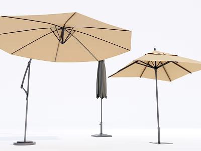 Outdoor Patio Umbrellas with Adjustable Canopy Sturdy Metal Stand and Modern Design Styles 3d model