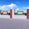 Kindergarten Exterior Wall With Colorful Notice Boards And Ball Decorations