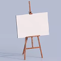 Artistic Wooden Easel With Blank Canvas On Light Blue Background For Painting Supplies