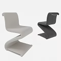 Stylish Modern Curved Design Dining Chairs In Beige And Black Colors