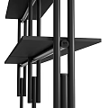Modern Minimalist Design Shelving Unit With Black Metal Frame And Multiple Storage Shelves