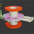 Industrial Equipment with Red Flange Plates Silver Cylindrical Body and Metal Mounting Bracket