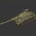 Military Tank with Camouflage Paint Long Cannon Barrel Heavy Tracks and Turret Design