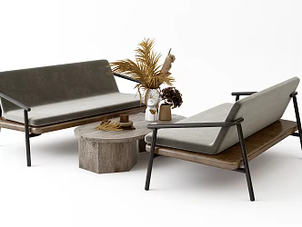 Modern leisure sofa combination card seat sofa coffee table combination 3d model
