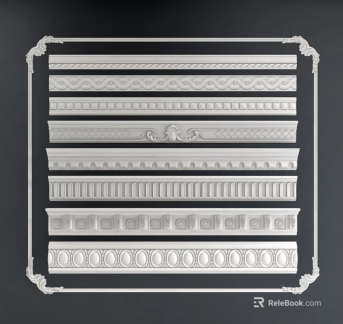 Various Ornate Plaster Cornice Designs For Interior Wall And Ceiling Decoration 3d model 
