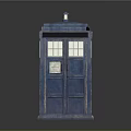 Vintage Blue Police Box Model Featuring Classic Design And Illuminated Windows