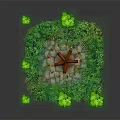 Garden Decor With Circular Fire Pit And Lush Green Plants Surrounding Bushes