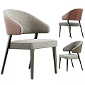 Modern Leisure Chair with Gray Fabric Brown Leather Accents and Black Metal Legs
