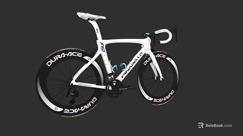 White Training Road Bicycle With DURA ACE Wheels And Lightweight Frame 3d model 