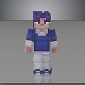 Minecraft Pixel Character 3D Model with Purple Hair Blue Shirt White Pants and Shoes