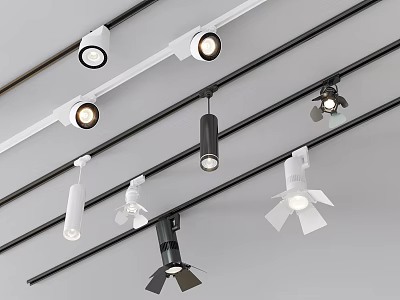 Modern Track Downlight Spotlight Four-blade Track Spotlight Elephant Trunnier Spotlight Stage Spotlight 3d model